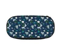 Unkhtt Astuccio per matite con stampa di erba e colomba di grande capacità, per studenti, doppia cerniera, cancelleria per la scuola e il trucco, Nero , Taglia unica, Organizer per borse