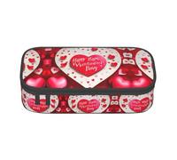 Unkhtt Astuccio per matite con stampa "Happy Valentine", 20,5 x 5,1 x 9,4 cm, per scuola, ufficio, viaggio, Nero , Taglia unica
