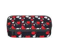 Unkhtt Astuccio per matite con stampa "Happy Valentine", 20,5 x 5,1 x 9,4 cm, per scuola, ufficio, viaggio, Nero , Taglia unica