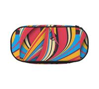 Unkhtt Astuccio per matite e penne con stampa a righe colorate di grande capacità, con doppia cerniera, per la scuola, cancelleria per il trucco, Nero , Taglia unica, Organizer per borse