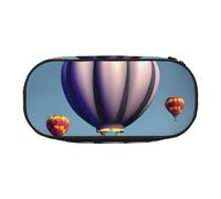 Unkhtt Astuccio per penne e matite con stampa di mongolfiera, grande capacità, con doppia cerniera, per la scuola, cancelleria per il trucco, Nero , Taglia unica, Organizer per borse