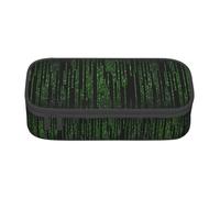 Unkhtt Astuccio portamatite con numeri verdi con stampa binaria, 20,3 x 5,1 x 9,4 cm, astuccio per scuola, ufficio, viaggio, Nero , Taglia unica