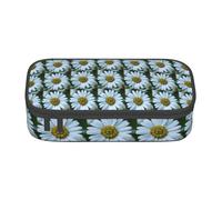 Unkhtt Astuccio portamatite con stampa di margherite bianche, 20,3 x 5,1 x 9,4 cm, astuccio per scuola, ufficio, viaggio, Nero , Taglia unica