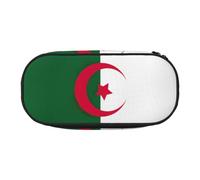Unkhtt Astuccio portapenne con stampa bandiera dell'Algeria grande capacità, per studenti, doppia cerniera, cancelleria per la scuola, Nero , Taglia unica, Organizer per borse