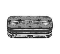 Unkhtt Astuccio portapenne per studenti con stampa a righe bianche e nere, 20,5 x 5,1 x 9,4 cm, per scuola, ufficio, viaggio, Nero , Taglia unica