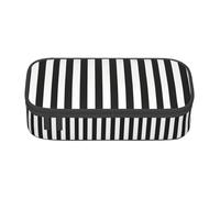 Unkhtt Astuccio portapenne per studenti con stampa a righe nere e bianche, 20 x 5 x 9,4 cm, astuccio per scuola, ufficio, viaggio, Nero , Taglia unica