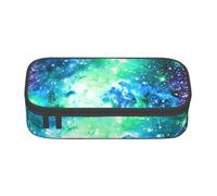 Unkhtt Astuccio portapenne per studenti, con stampa galassia, verde, blu, viola, 20,5 x 5,1 x 9,4 cm, per scuola, ufficio, viaggio, Nero , Taglia unica