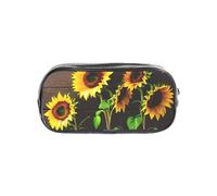 Unkhtt Astuccio trasparente con tre girasoli su stampa in legno per bambini, studenti, ragazzi e ragazze, organizer trasparente per cancelleria