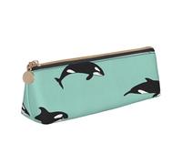 Unkhtt Astuccio triangolare con stampa balena dell'oceano Pacifico, grande capacità, astuccio per penne per studenti e scuole universitarie, bianco, Taglia unica