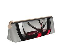 Unkhtt Astuccio triangolare con stampa di bicchieri di vino, grande capacità, per penne e penne per studenti e scuole universitarie, bianco, Taglia unica