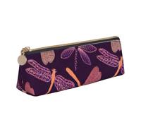 Unkhtt Astuccio triangolare con stampa di libellule viola, grande capacità, per penne e penne per studenti e scuole universitarie, bianco, Taglia unica