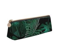 Unkhtt Astuccio triangolare di grande capacità con stampa verde foglia di banana per penne per studenti e scuola università, bianco, Taglia unica