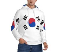 Unkhtt Bandiera Della Repubblica Della Corea Stampa Unisex Con Cappuccio Caldo Abbigliamento Casual Pullover Per Inverno Autunno Primavera Moda Felpa, Nero , XXL