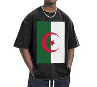 Unkhtt Bandiera dell'Algeria Stampa Fresco Confortevole Divertente Vintage Oversize T-shirt Classic-Fit Freedom Movement, Nero , L