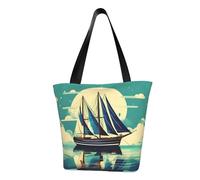 Unkhtt Barca a vela nave paesaggio stampa multi-scena borsa a tracolla spiaggia tote versatile trasportare escursionismo shopping vacanza usura
