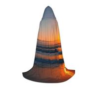 Unkhtt Bella Sunrise Ocean Print Unisex Comfort Cappuccio Mantello per Cosplay Costume Festival Carnevale Mago Veste