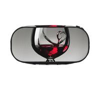 Unkhtt Bicchiere di vino stampa grande capacità matita penna sacchetto studenti doppia zip scuola cancelleria trucco stoccaggio, Nero , Taglia unica, Organizer per borse