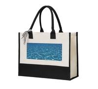 Unkhtt Blu Deep Ocean Stampa Donne Canvas Tote Bag Regalo Grande Capacità Per Viaggi Scuola Ufficio Shopping Bags