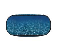 Unkhtt Blu Deep Ocean Stampa Grande Capacità Matita Penna Pouch Studenti Doppia Zip Scuola Cancelleria Trucco Storage, Nero , Taglia unica, Organizer per borse