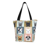Unkhtt Borsa a tracolla con stampa di bulldog francese multi-scena, borsa da spiaggia, versatile, per escursioni, shopping, vacanze, abbigliamento