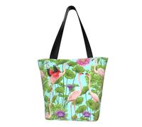 Unkhtt Borsa a tracolla con stampa di fenicotteri e fiori e scritta "Love", versatile, adatta per escursioni, shopping, vacanze