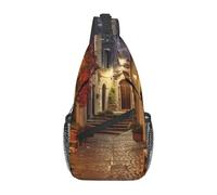 Unkhtt Borsa a tracolla con stampa italiana Old Street, da uomo e da donna, per viaggi quotidiani e avventure all'aria aperta