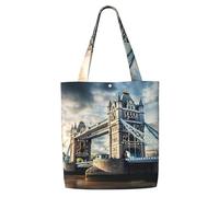 Unkhtt Borsa a tracolla con stampa storica Old Tower Bridge Londra, grande capacità, riutilizzabile, da viaggio, leggera