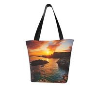 Unkhtt Borsa a tracolla multi-scena con stampa paesaggio marino irlandese tramonto borsa da spiaggia versatile portare escursionismo shopping vacanza usura
