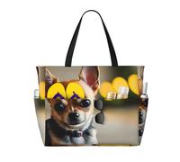Unkhtt Borsa da viaggio comoda con cane chihuahua con stampa 1 borsa da spiaggia per vacanze estive picnic campeggio accessorio elegante