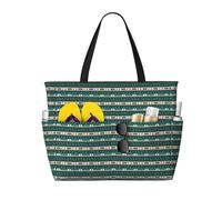 Unkhtt Borsa da viaggio comoda con stampa a righe con cavalli, borsa da spiaggia, vacanze estive, picnic, campeggio, accessorio alla moda