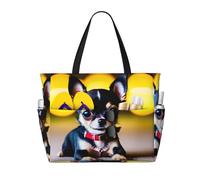 Unkhtt Borsa da viaggio comoda con stampa di un chihuahua, borsa da spiaggia, vacanze estive, picnic, campeggio, accessorio elegante