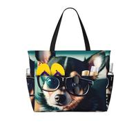 Unkhtt Borsa da viaggio con stampa di chihuahua, comoda, da spiaggia, per vacanze estive, picnic, campeggio, accessorio elegante