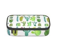 Unkhtt Cactus... Astuccio per studenti con stampa di cactus... 8,3 x 2 x 9,4 cm, astuccio per scuola, ufficio, viaggio, Nero , Taglia unica