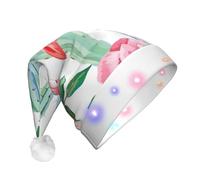 Unkhtt Cactus Flamingo Rose Flowers Print Men Women Led Cappello di Natale Babbo Natale per Capodanno e Natale Festa Accessorio