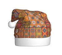 Unkhtt Cappello da Babbo Natale con stampa geometrica marocchina, per adulti, per feste, Capodanno, feste in costume di Natale