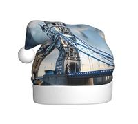 Unkhtt Cappello da Babbo Natale con stampa storica Old Tower Bridge di Londra, per adulti, per feste, Capodanno, feste in costume di Natale