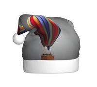 Unkhtt Cappello da Babbo Natale per adulti, con stampa a mongolfiera, per feste, Capodanno, feste in costume di Natale