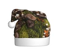 Unkhtt Cappello da Babbo Natale per adulti, con stampa di funghi selvatici, accessorio per feste in maschera e feste di Natale