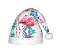 Unkhtt Cappello da elfo di Natale con fenicottero e pianta verde, per ragazzi e ragazze, ideale per Natale o come regalo