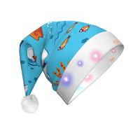 Unkhtt Cappello di Babbo Natale con stampa balena sottomarina per uomo e donna, accessorio per feste di Natale e Capodanno