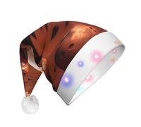 Unkhtt Cappello di Babbo Natale con stampa di pianeti Marte da uomo e donna, per Capodanno e Natale, accessorio per feste