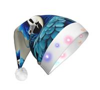 Unkhtt Cappello di Natale con stampa di pappagallo blu che abbraccia uomo donna led cappello di Natale per Capodanno e festa di Natale accessorio