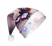 Unkhtt Cappello di Natale unisex con stampa a farfalla rosa, accessorio decorativo per feste e feste di Capodanno