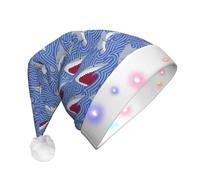 Unkhtt Cappello di Natale unisex con stampa di pesce in cerca di foraggiamento, accessorio decorativo per feste e feste di Capodanno