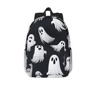 Unkhtt Carino Fantasma Bianco Fantasma Halloween 1 Stampa Impermeabile Funzionalità Zaino College Lavoro Escursionismo Viaggi All'aperto Appassionati