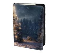 Unkhtt Cartella portadocumenti da viaggio per passaporto, con stampa di albero di Natale, 14 cm, per uomini e donne, compatta e sicura, Nero , Taglia unica