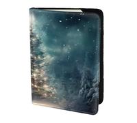 Unkhtt Cartella portadocumenti da viaggio per passaporto, con stampa di albero di Natale, 14 cm, per uomini e donne, compatta e sicura, Nero , Taglia unica