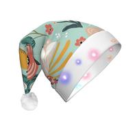 Unkhtt Colorato Flora Stampa Uomini Donne Led Cappello di Natale Babbo Natale Per Capodanno E Natale Festa Festa Accessorio
