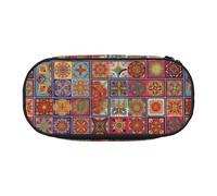 Unkhtt Colore Piccolo Modello Flowwer Stampa Grande Capacità Matita Penna Sacchetto Studenti Doppia Zip Scuola Cancelleria Trucco Storage, Nero , Taglia unica, Organizer per borse