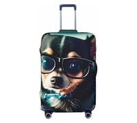 Unkhtt Copertura elastica per valigie da viaggio con stampa di occhiali di chihuahua, per valigie rigide e morbide, Nero , L, Bagaglio a mano